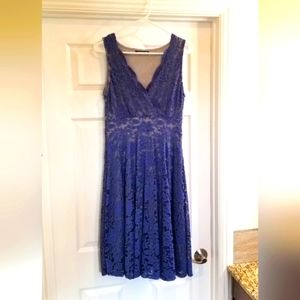 Blue lace midi dress